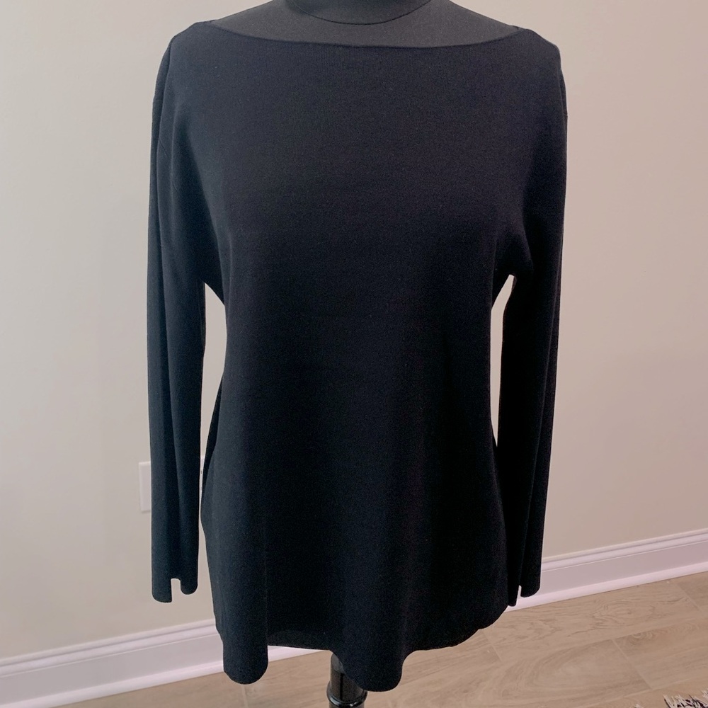 MM.LaFleur Celeste Top – Black, Size +1, NWT | 365Knit, Boatneck